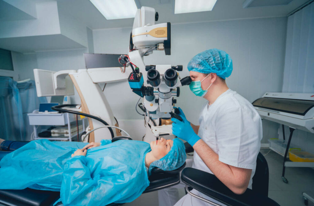 A patient undergoing cataract surgery